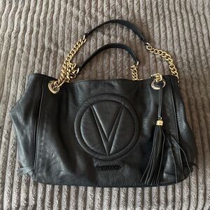 Valentino VERRA VA 3630 BLACK LEATHER & GOLD Handbag